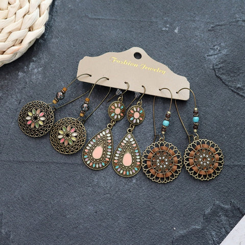 Boucles d'oreilles longues style ethnique bohème m1915010447