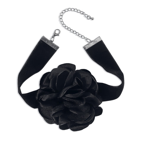 Geometrisches Halsketten-Armband, elegante und romantische Halskette aus Stoff mit Rosenbeflockung m1915010513