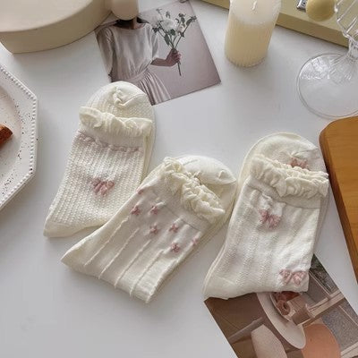 Chaussettes en dentelle blanche, chaussettes mi-longues pour enfants m1915010461 