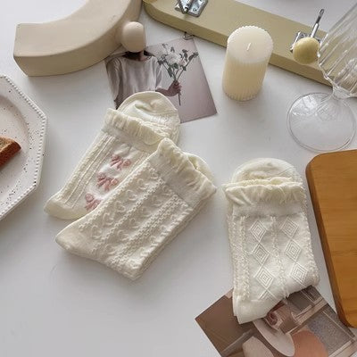Chaussettes en dentelle blanche, chaussettes mi-longues pour enfants m1915010461 