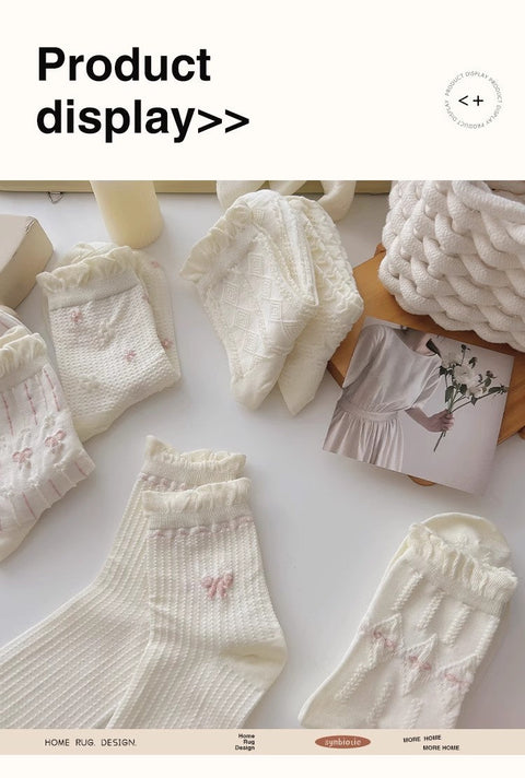 Chaussettes en dentelle blanche, chaussettes mi-longues pour enfants m1915010461 